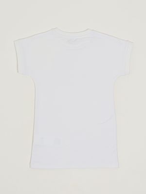 2. Vestido de niña de algodón elástico. Blanco óptico