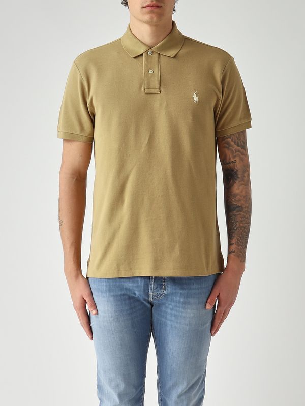 Men's slim-fit cotton piqué polo Dark Beige Polo Ralph Lauren