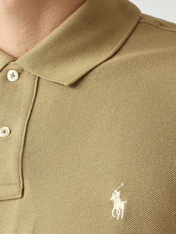 4. Men's slim-fit cotton piqué polo Dark Beige Polo Ralph Lauren 710536856
