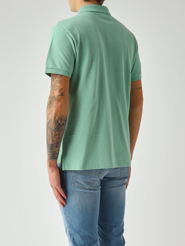 3. Polo uomo slim fit in piqué di cotone Verde Acqua Polo Ralph Lauren 710536856