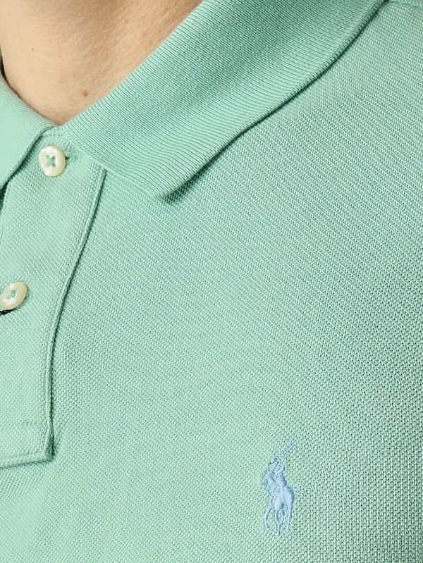 4. Polo uomo slim fit in piqué di cotone Verde Acqua Polo Ralph Lauren 710536856