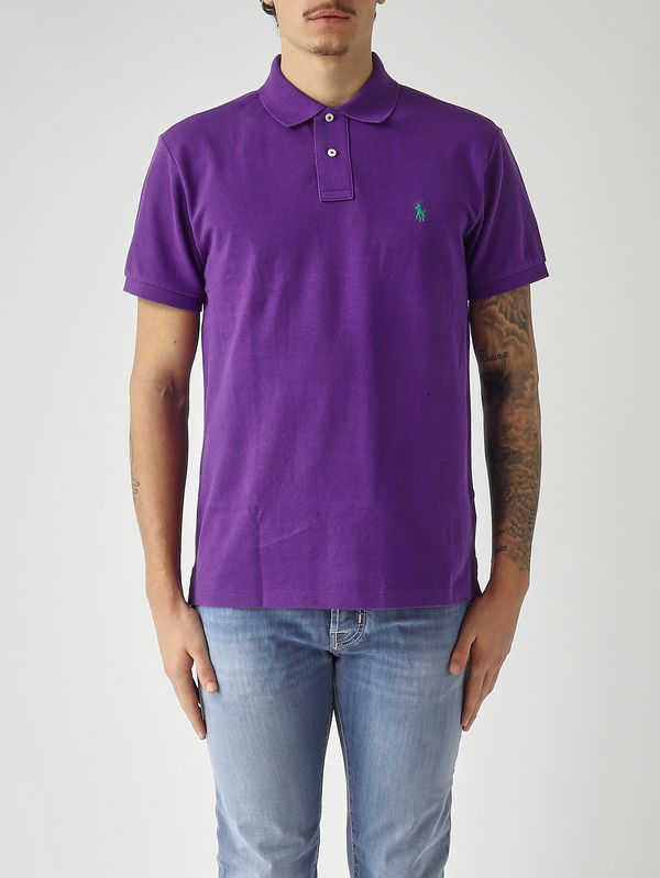 1. Polo uomo slim fit in piqué di cotone Viola Polo Ralph Lauren 710536856