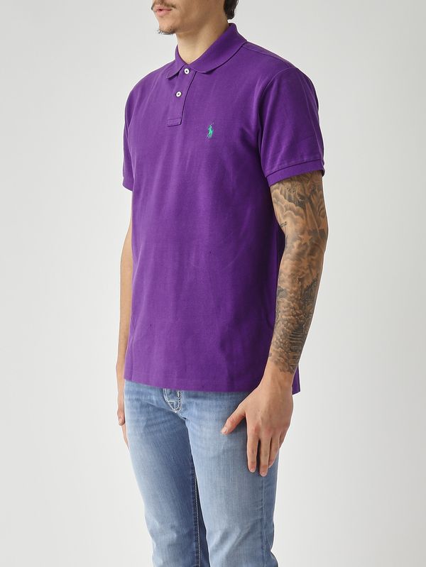 3. Polo uomo slim fit in piqué di cotone Viola Polo Ralph Lauren 710536856