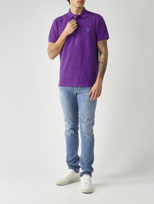2. Polo uomo slim fit in piqué di cotone Viola