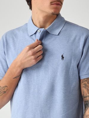 5. Polo de hombre slim fit de piqué de algodón Azul Melange