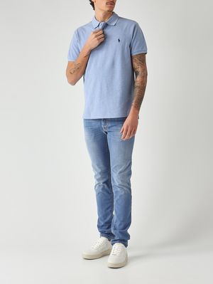 2. Polo de hombre slim fit de piqué de algodón Azul Melange
