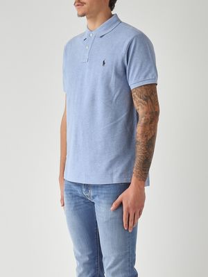 3. Polo de hombre slim fit de piqué de algodón Azul Melange