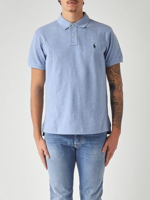 1. Polo de hombre slim fit de piqué de algodón Azul Melange