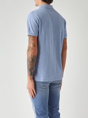 4. Polo de hombre slim fit de piqué de algodón Azul Melange