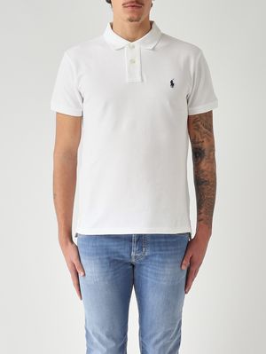 1. Men's slim-fit cotton piqué polo White