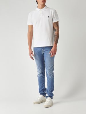 2. Men's slim-fit cotton piqué polo White