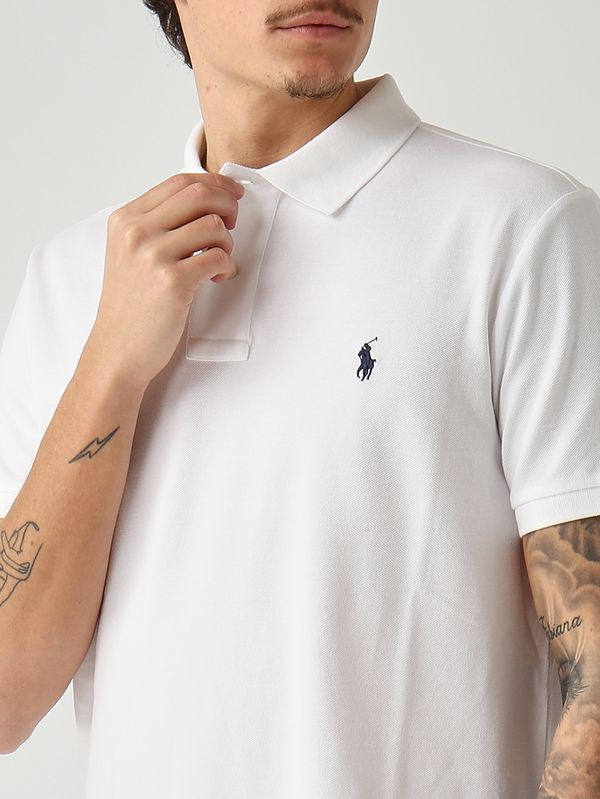 5. Men's custom slim fit polo in cotton piqué White Polo Ralph Lauren 710666998