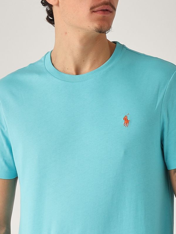 5. Men's custom slim-fit T-shirt in cotton jersey Turquoise Polo Ralph Lauren 710671438