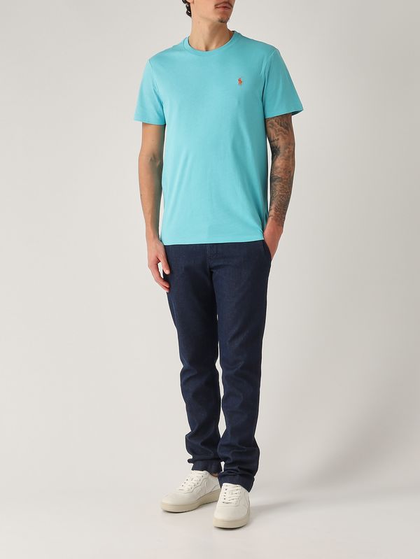 2. Men's custom slim-fit T-shirt in cotton jersey Turquoise Polo Ralph Lauren 710671438