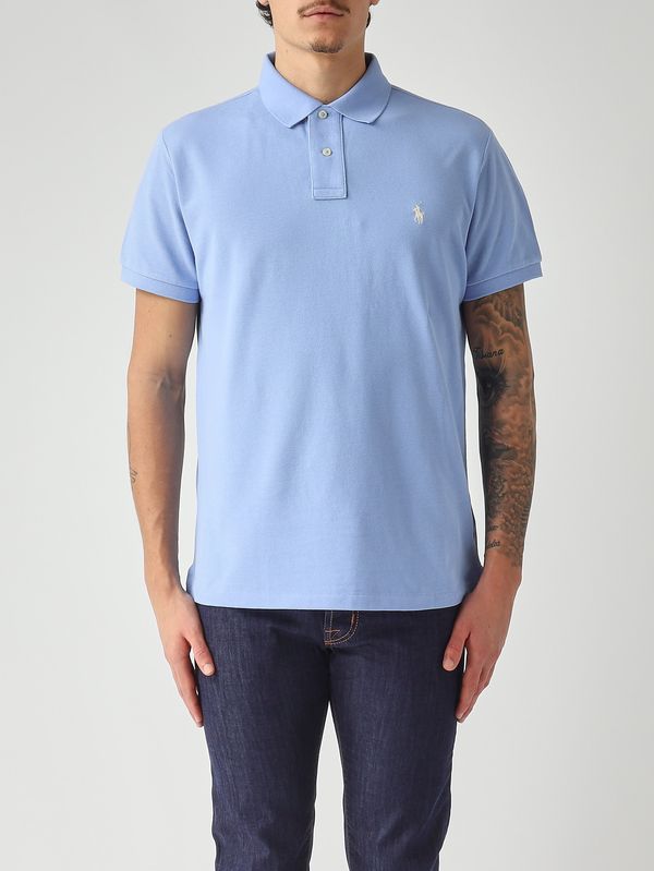 1. Polo uomo custom slim fit in piqué di cotone Celeste Polo Ralph Lauren 710680784