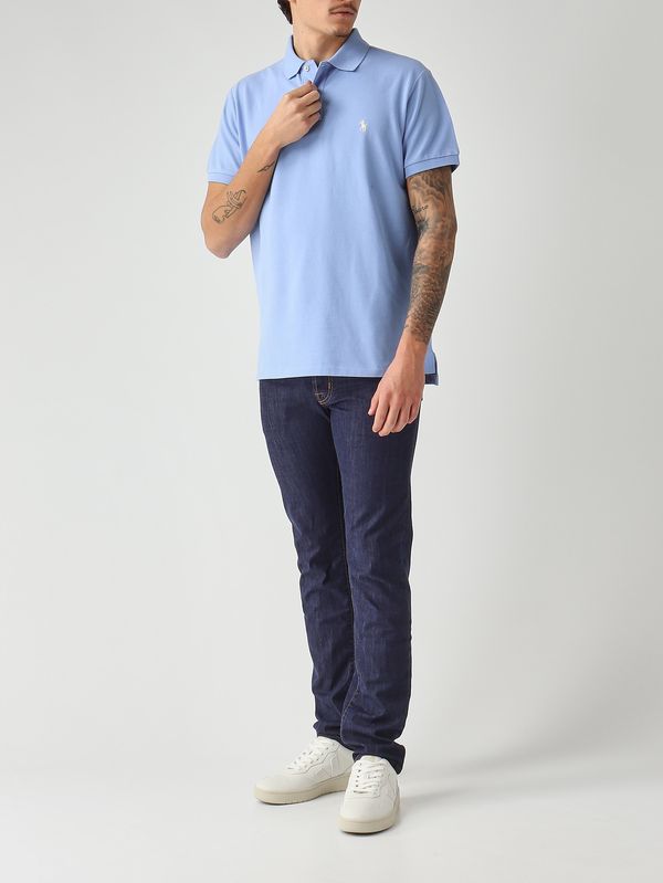 2. Polo uomo custom slim fit in piqué di cotone Celeste Polo Ralph Lauren 710680784