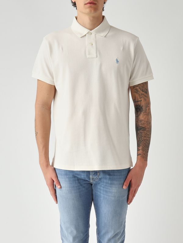 Men's custom slim fit polo in cotton piqué Ecru Polo Ralph Lauren