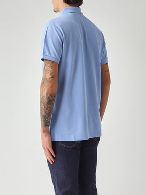 4. Polo uomo custom slim fit in piqué di cotone Celeste