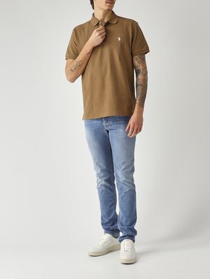 2. Polo uomo custom slim fit in piqué di cotone Marrone