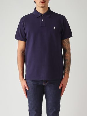 1. Herren-Poloshirt Custom Slim Fit aus Baumwollpiqué Marineblau
