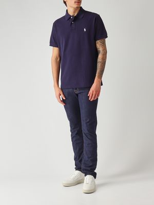 2. Herren-Poloshirt Custom Slim Fit aus Baumwollpiqué Marineblau