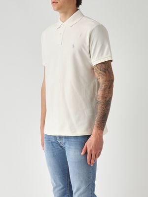 2. Polo uomo custom slim fit in piqué di cotone Ecru