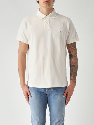 1. Polo uomo custom slim fit in piqué di cotone Ecru
