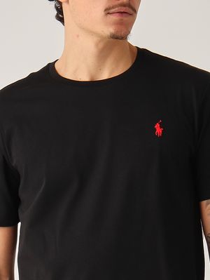 5. Camiseta de hombre de corte entallado personalizado en punto de algodón Negro