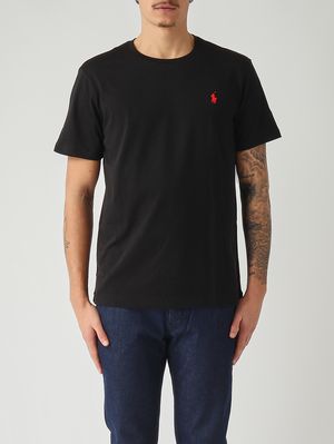 1. Camiseta de hombre de corte entallado personalizado en punto de algodón Negro