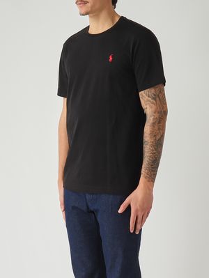 3. Camiseta de hombre de corte entallado personalizado en punto de algodón Negro