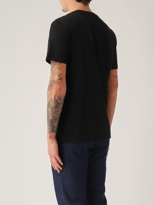 4. Camiseta de hombre de corte entallado personalizado en punto de algodón Negro