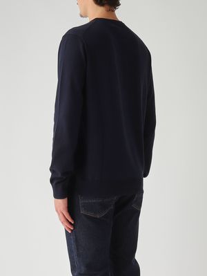 4. Pull coupe slim en coton pour homme Bleu marine