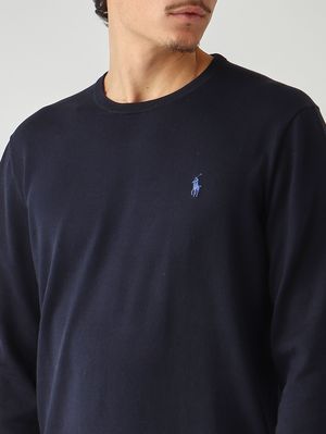 5. Pull coupe slim en coton pour homme Bleu marine