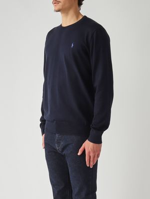 3. Pull coupe slim en coton pour homme Bleu marine