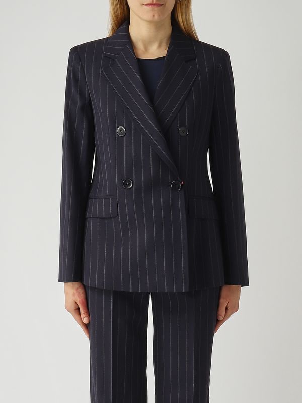 Pantalon Onagro en laine vierge pour femme Bleu à fines rayures Max Mara Studio
