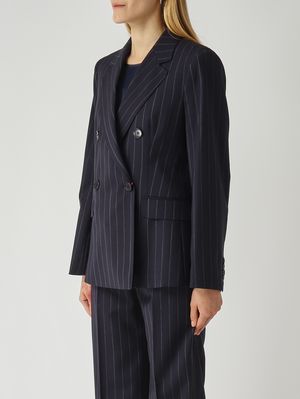 3. Pantalone donna Onagro in lana vergine Blu Gessato