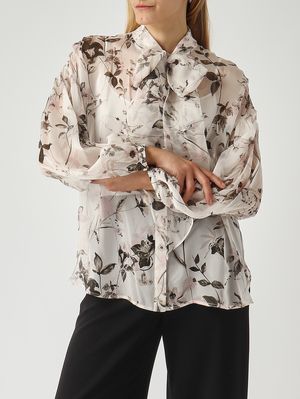 5. Women's Etere blouse in silk Ivory-Floral