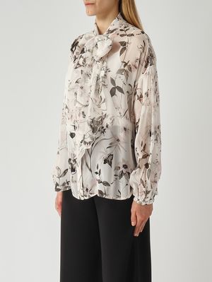 3. Women's Etere blouse in silk Ivory-Floral