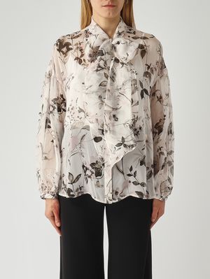 1. Women's Etere blouse in silk Ivory-Floral