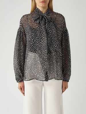 1. Blouse Etere en soie pour femme Noir-Ivoire