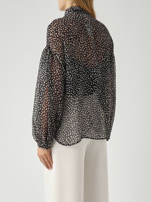 4. Blouse Etere en soie pour femme Noir-Ivoire