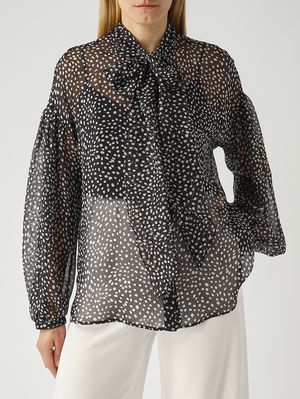 5. Blouse Etere en soie pour femme Noir-Ivoire