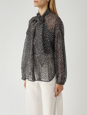 3. Blouse Etere en soie pour femme Noir-Ivoire