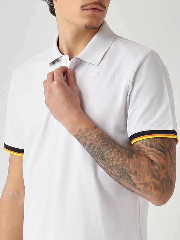 4. Polo de hombre Vincent en algodón piqué elástico Blanco K-Way k1125bw