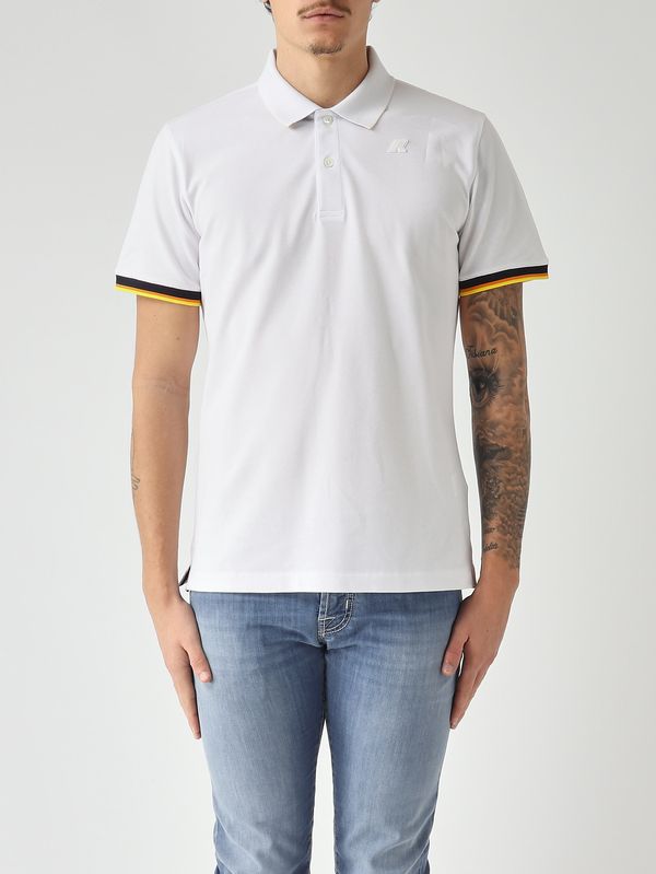 1. Polo de hombre Vincent en algodón piqué elástico Blanco K-Way k1125bw