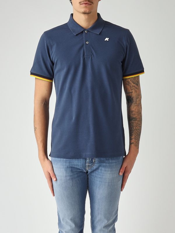 Polo de hombre Vincent en algodón piqué elástico Azul Índigo K-Way