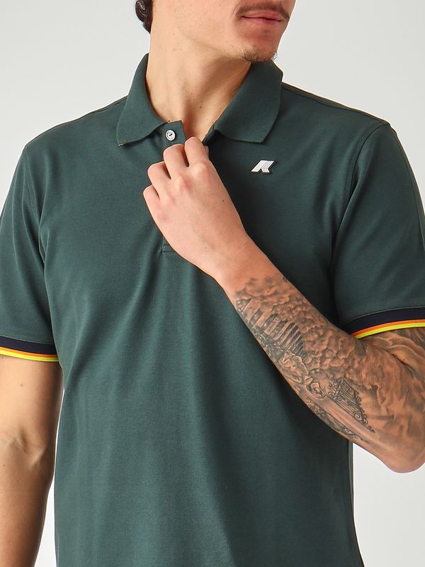 4. Polo de hombre Vincent en algodón piqué elástico Verde Caqui K-Way k1125bw