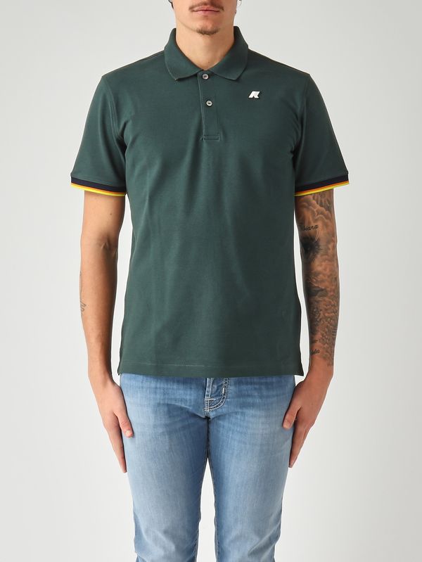1. Polo de hombre Vincent en algodón piqué elástico Verde Caqui K-Way k1125bw
