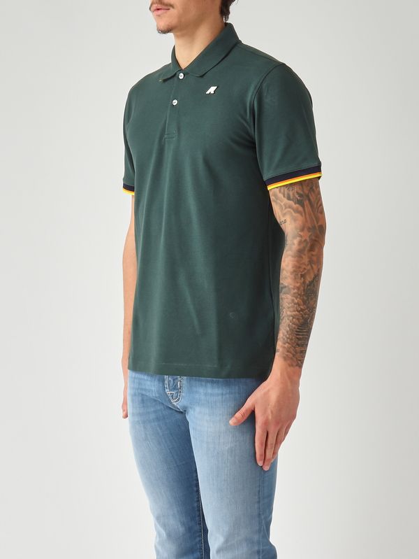 2. Polo de hombre Vincent en algodón piqué elástico Verde Caqui K-Way k1125bw