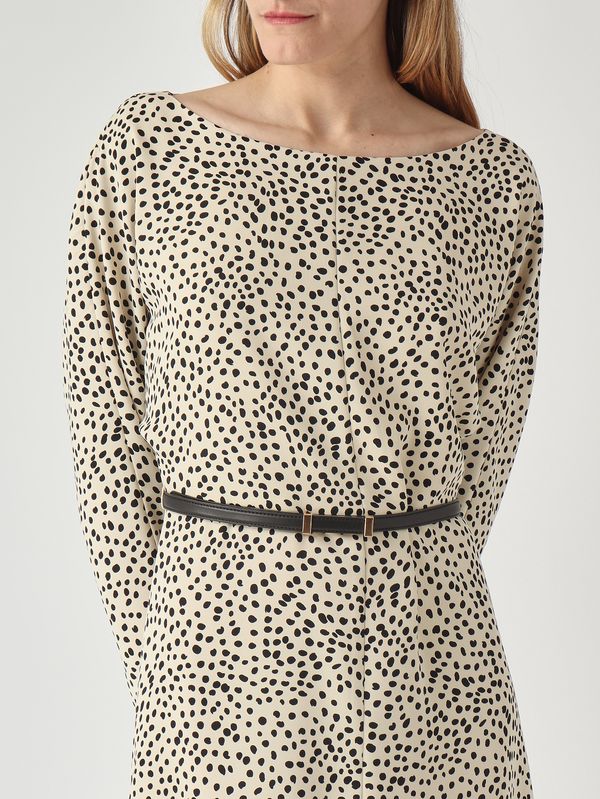 5. Robe Piroghe en twill effet soie pour femme Ivoire-Noir Max Mara Studio 2616221015600